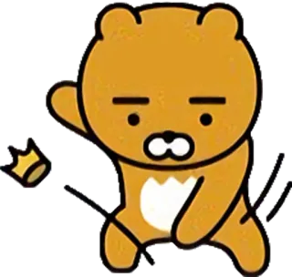 😤 ceac6a35 Ryan Райан, медведь, Kakao Friends, мультфильм, персонаж, стикер whatsapp sticker