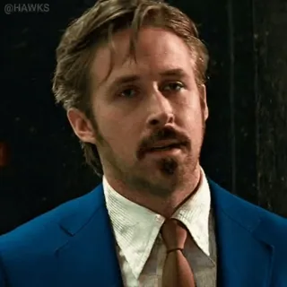 🚬 36344c70 Ryan Gosling actor, película, cine, Gosling, traje azul telegram sticker