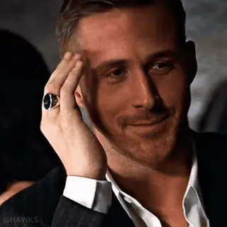 😏 3c34f8e8 Ryan Gosling actor, hombre, retrato, famoso, película telegram sticker