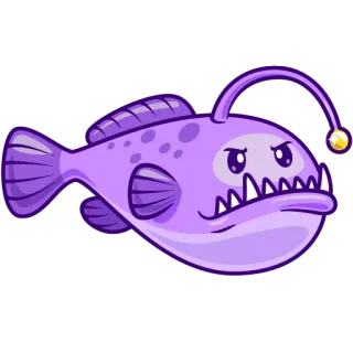 😤 954f74fd tamboril, peixe, desenho animado, roxo, criatura marinha, oceano telegram sticker