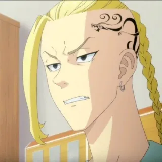 😠 f5ece412 Draken Tokyo Revengers 动漫, 角色, 纹身, 男人, 严肃, 金色, 生气 whatsapp sticker