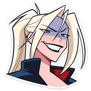 😁 36fc0ce2 dessin animé, personnage, animé, autocollant, blonde, sourire narquois telegram sticker