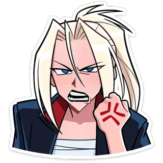 😤 fa38c013 en colère, frustré, dessin animé, animé, poing, personnage telegram sticker