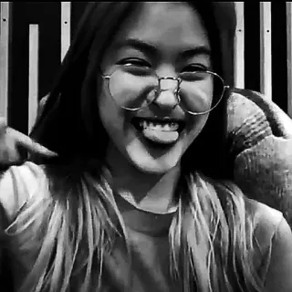 🕶 59e49081 여자, 사람, 안경, 혀, 웃는, 인물사진 telegram sticker