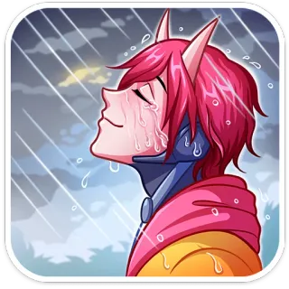 🗡 87a11e78 menangis, anime, hujan, sedih, air mata, kartun, ilustrasi telegram sticker