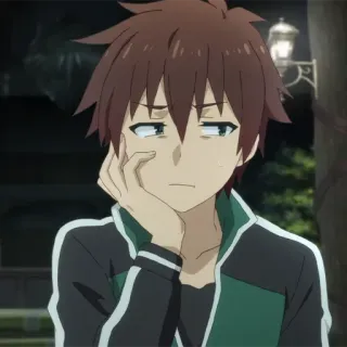 😑 c8c2153b Kazuma KonoSuba 애니메이션, 카즈마, 코노스바, 캐릭터, 표정, 지루함, 짜증 telegram sticker