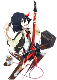 😈 ea4fb1bd Ryuko Matoi Kill la Kill animé, dessin animé, musique, guitare, rouge, fille telegram sticker