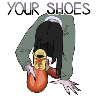 🤡 f8bd3f36 YOUR SHOES sapatos, sinistro, horror, fantasma, mulher, cabelo comprido, pálido telegram sticker