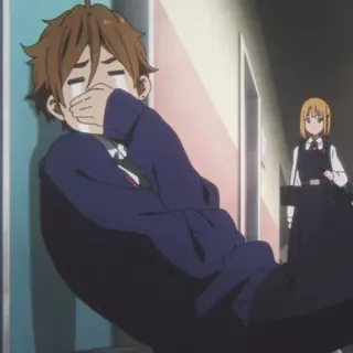 🍢 a0461395 Anime, Schuluniform, Emotionen, Traurig, Schüler, Japanischer Anime whatsapp sticker