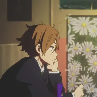 🍢 b05b001d Anime, Junge, Denken, Café, Gänseblümchen whatsapp sticker