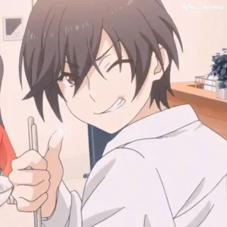 ➖ 43812334 anime, personaggio, sorridente, pollice in su, manga whatsapp sticker
