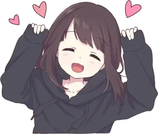 ☺ 0ebd2cd5 Anime, Fille, Kawaii, Mignon, Coeurs, Manga telegram sticker