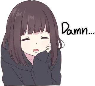 😞 74ff1ef6 Damn... animé, dessin animé, fille, émotion, frustration, gros mot telegram sticker