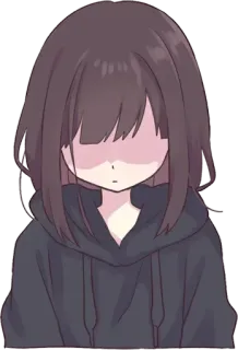 😑 891faa95 fille animé, triste, sweat à capuche, mignon, seul(e), kawaii, manga telegram sticker