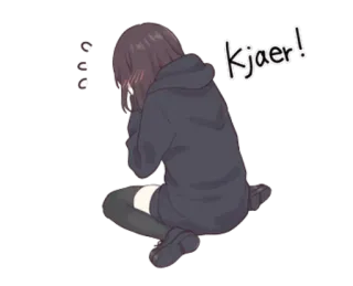 😳 8ed601eb kjaer! Anime, Fille, Triste, Pleurs, Sweat à capuche, Dessin animé telegram sticker
