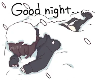 💤 afa54b1f Good night... bonne nuit, dormir, neige, animé, dessin animé, hiver telegram sticker