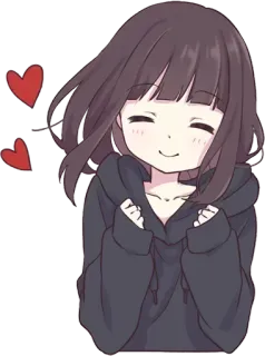☺ bf42db05 fille anime, coeurs, mignon, dessin animé, joyeux telegram sticker