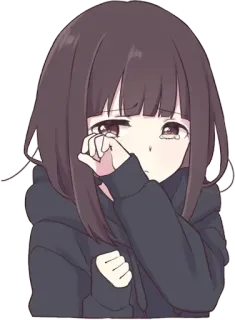 😢 e2386982 Anime, Fille, Triste, Pleurs, Dessin animé, Personnage telegram sticker