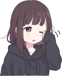 😪 fc90a792 fille anime, mignon, kawaii, endormi, sweat à capuche, manga, dessin animé telegram sticker
