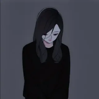 📍 63fe36f6 garota, triste, anime, ilustração, deprimida whatsapp sticker