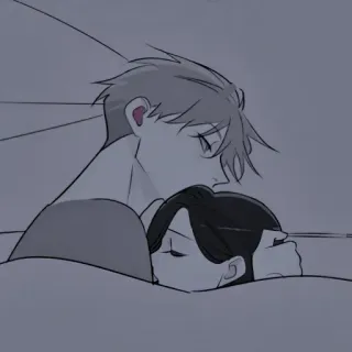 🔮 70d83b4d desenho animado, abraço, amor, casal, sono whatsapp sticker