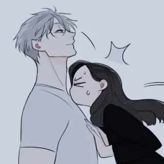 🖤 e944ad0d anime, casal, abraço, desenho animado, ilustração whatsapp sticker