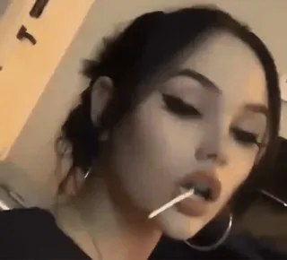 🔹 9011611c woman, makeup, beauty, portrait, lollipop, hoop earrings telegram sticker