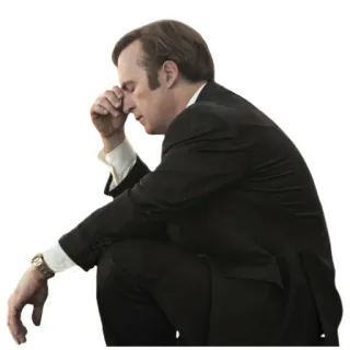 ๐ค 2f33c757 Saul Goodman Better Call Saul lawyer, suit, thinking, sitting, sad telegram sticker