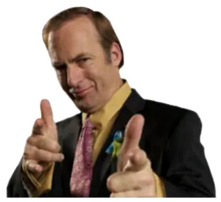 ๐ 8dd16b72 Saul Goodman Better Call Saul lawyer, criminal, tv series, finger guns, suit telegram sticker