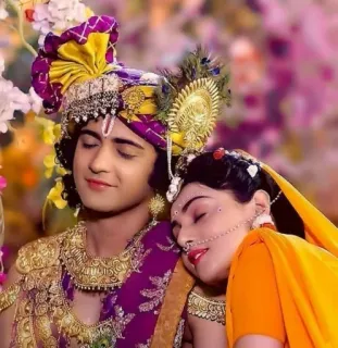 🥰 45eaca46 Radha Krishna Radha, Krishna, Hinduism, Indian deities, spiritual, divine love, religious art, devotional telegram sticker