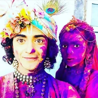 😳 ba663c99 Radha Krishna Hinduism, Indian culture, holi, festival, celebration, color telegram sticker