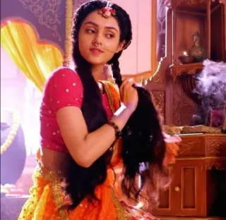 😚 f4b5d567 woman, indian, traditional, culture, radha, hindu, deity, portrait telegram sticker