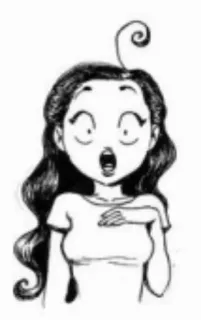 😳 01fd7cda femme, surprise, dessin animé, croquis, femme, dessin, choquée whatsapp sticker