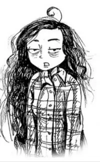 😒 90135ef1 dessin animé, endormi, fatigué, femme, personnage, illustration whatsapp sticker