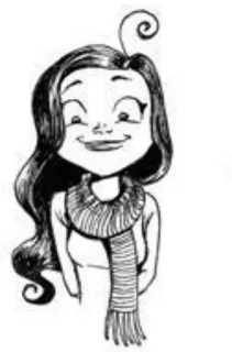 😄 a94b6e06 dessin animé, femme, écharpe, dessin, illustration whatsapp sticker