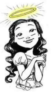 😇 e5a4e2a5 ange, auréole, fille, dessin animé, innocent, mignon, divin, portrait, religieux whatsapp sticker