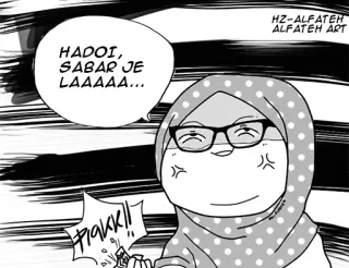 😤 d8f637ea HADOI, SABAR JE LAAAA... cartoon, anime, vrouw, moslim, maleis telegram sticker