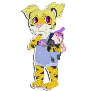 🚙 30e038a6 Furry, Anthro, Tigre, Fofo, Animal, Mochila, Personagem telegram sticker