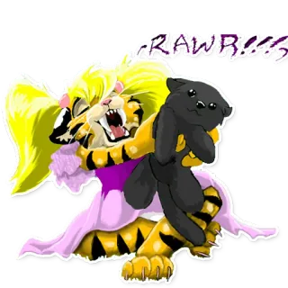 😮 c1362a20 RAWR!! tigre, desenho animado, animal, gato, fofo, brincalhão telegram sticker