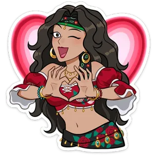 ❤️ 46b05694 女性, ハート, 愛, 漫画, ステッカー, ジプシー, バラ, 女性 telegram sticker