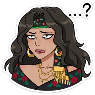 😒 b36a1bee ステッカー, 女性, 質問, 考える, 混乱 telegram sticker
