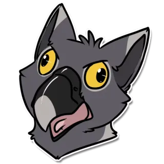 ⁉ e9f5534c lobo, animal, dibujo animado, expresión, divertido telegram sticker