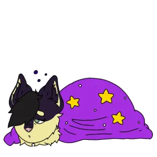 😴 6576eea6 Katze, müde, schlafend, Decke, Sterne, Cartoon, Tier whatsapp sticker