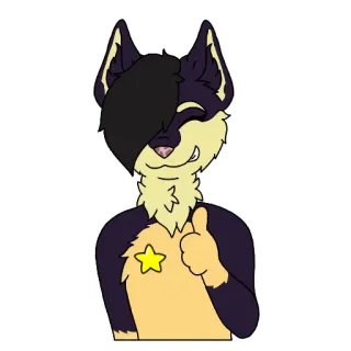🌟 b200a483 Furry, Anthro, Daumen hoch, Anthropomorph, Stern, Cartoon, Tier whatsapp sticker