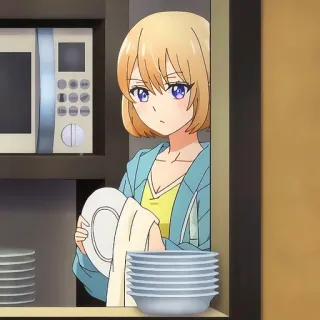 🙂 2b9bfc6d anime, meisje, afwas, keuken telegram sticker