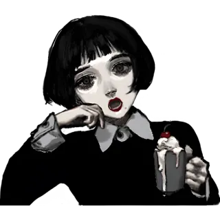 Грустная девочка @Nyasticks telegram stickers