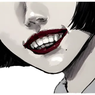 🤣 61a33cf1 lips, teeth, portrait, digital art, woman, art telegram sticker