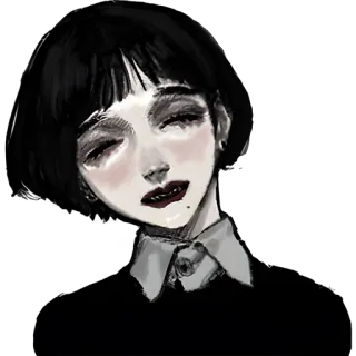 ☺️ a2e4ab2a woman, portrait, illustration, emo, goth, dark telegram sticker