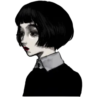 😔 de832c59 woman, portrait, art, sad, illustration, dark telegram sticker