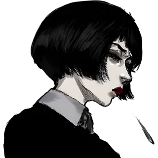 😣 e8894e7b woman, smoking, cigarette, portrait, dark, elegant, art telegram sticker